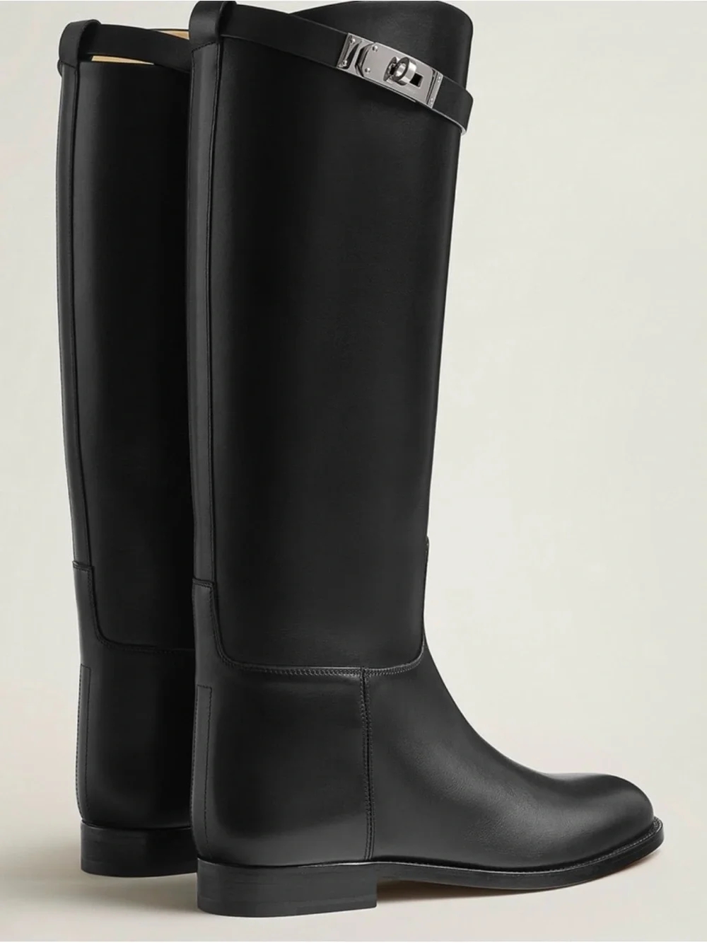 Hermes Black Riding Boots with Yellow Leather Lining